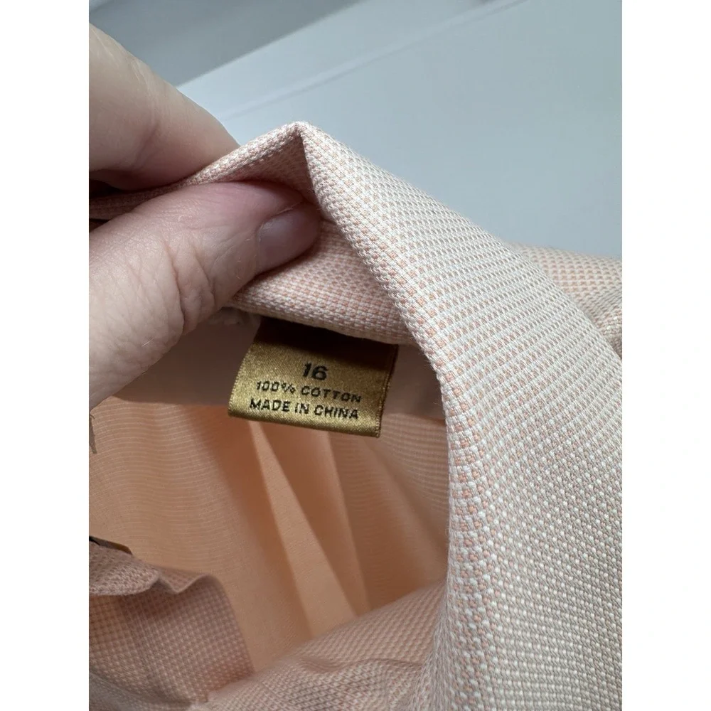 Class Club Gold Label Boys Dress Shirt Peach Button Front Long Sleeve Size 16
